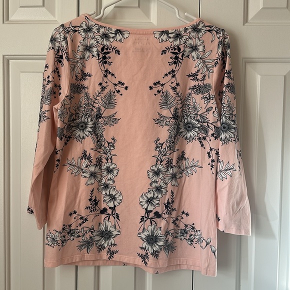 Talbots Pink Graphic 3/4 Sleeve Blouse - Picture 2 of 3